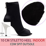 Discounts Sale Jazz Salsa Ballroom Latin Dance Shoes High Heel For Dancing Women Training Ladies Black Flock 1022 Summer Boots